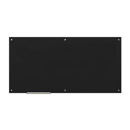 U Brands UBrands Glass Dry Erase Board 70 x 35 Inches Black Surface Frameless 172U00-01
